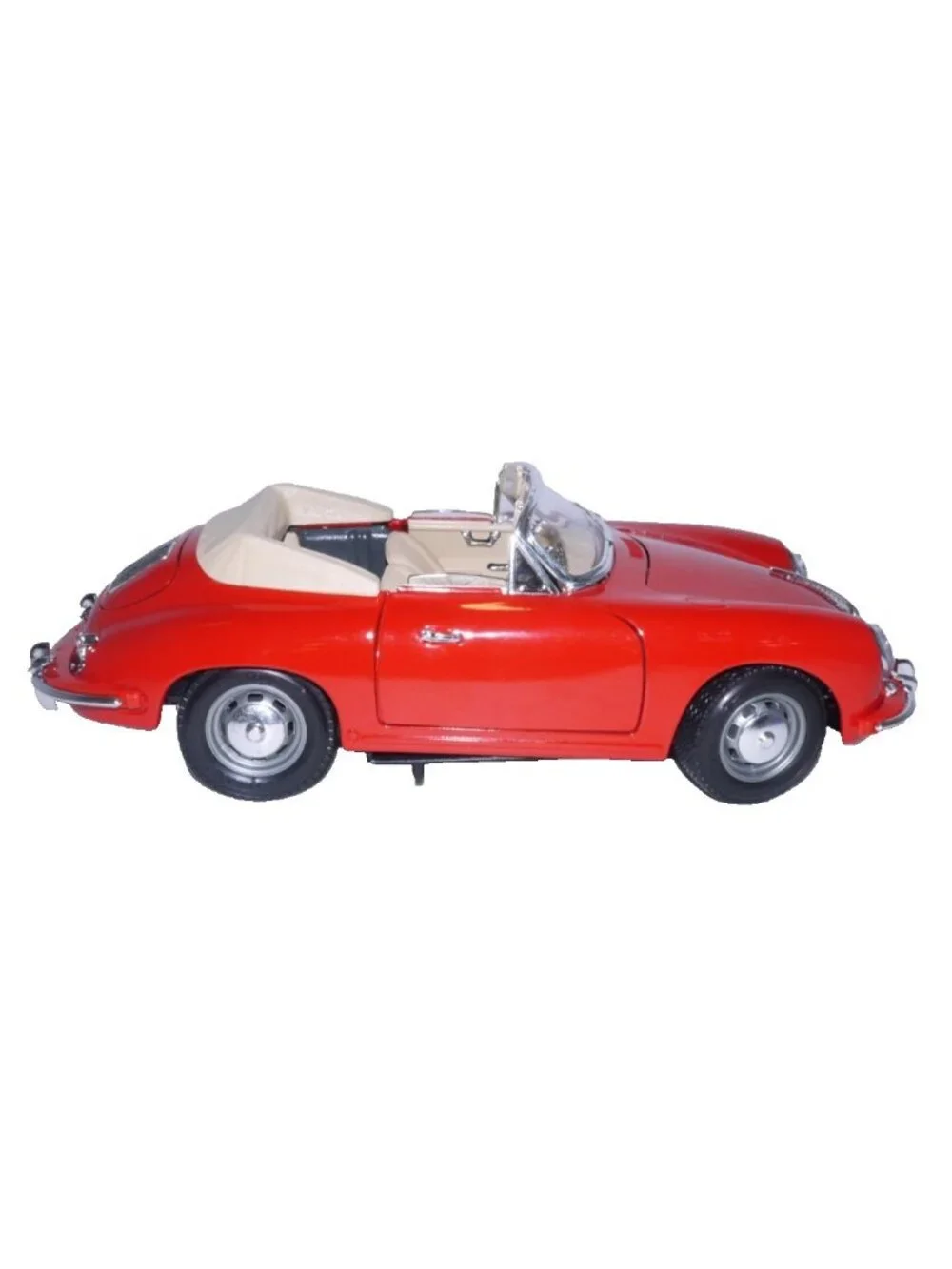 Bburago red diecast 1961 Porche 356B convertible 1/18 scale model car with stand